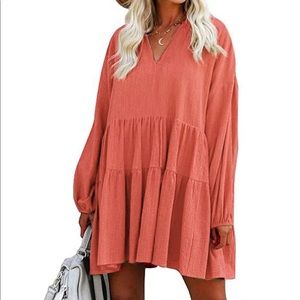 Tunic Shift Dress with Pockets in Tangerine